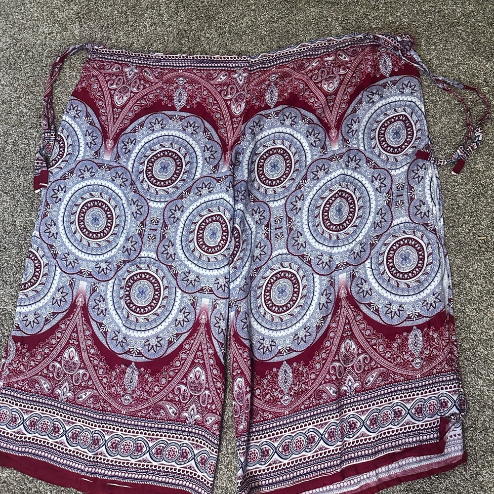 Bohemian Red and Gray Paisley Women's Pants